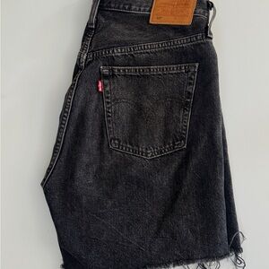 Levi's Black 501 Mid Thigh High-Waisted Denim Jean Shorts